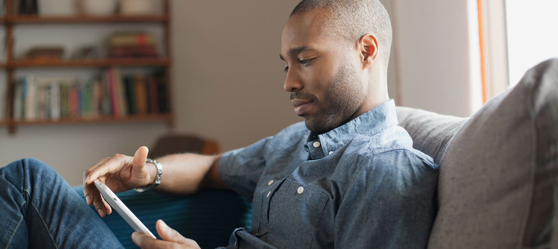 Attractive Man Using Ipad
