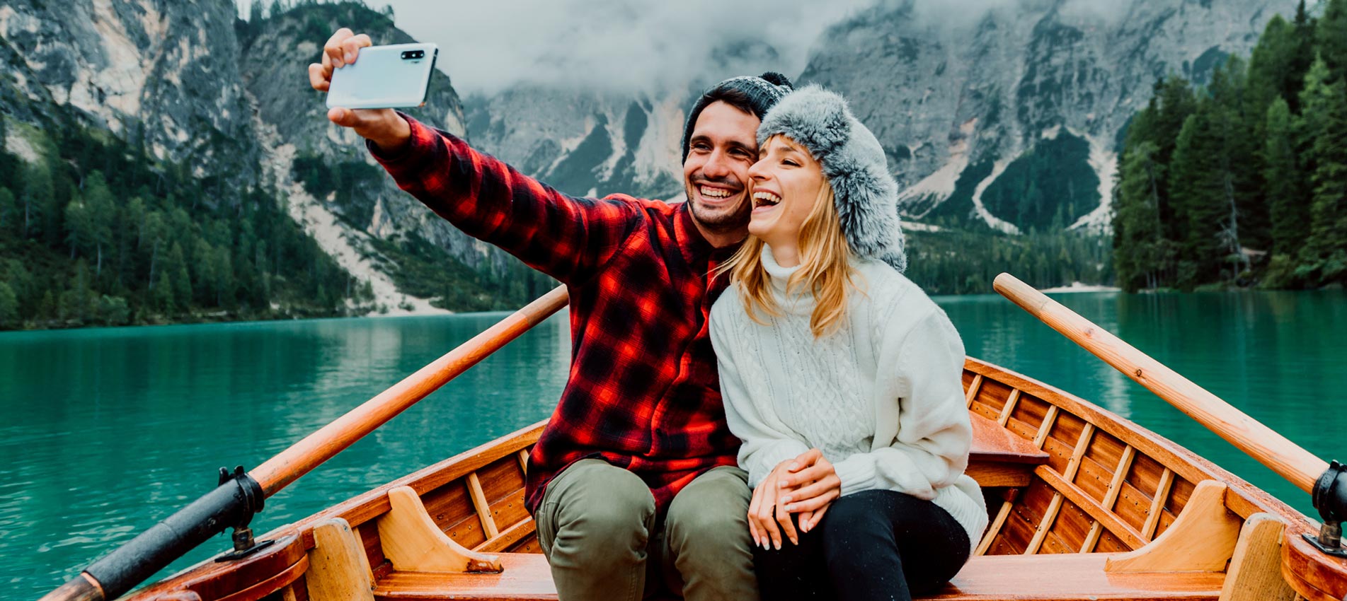 Adults In Love Taking A Selfie On A Boat